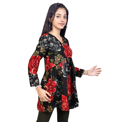 Floral Print Short Kurti for Women & Girls | Stylish Casual Wear Tunic Top