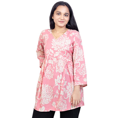 Floral Printed Short Kurti for Women & Girls – Stylish Daily Wear Top