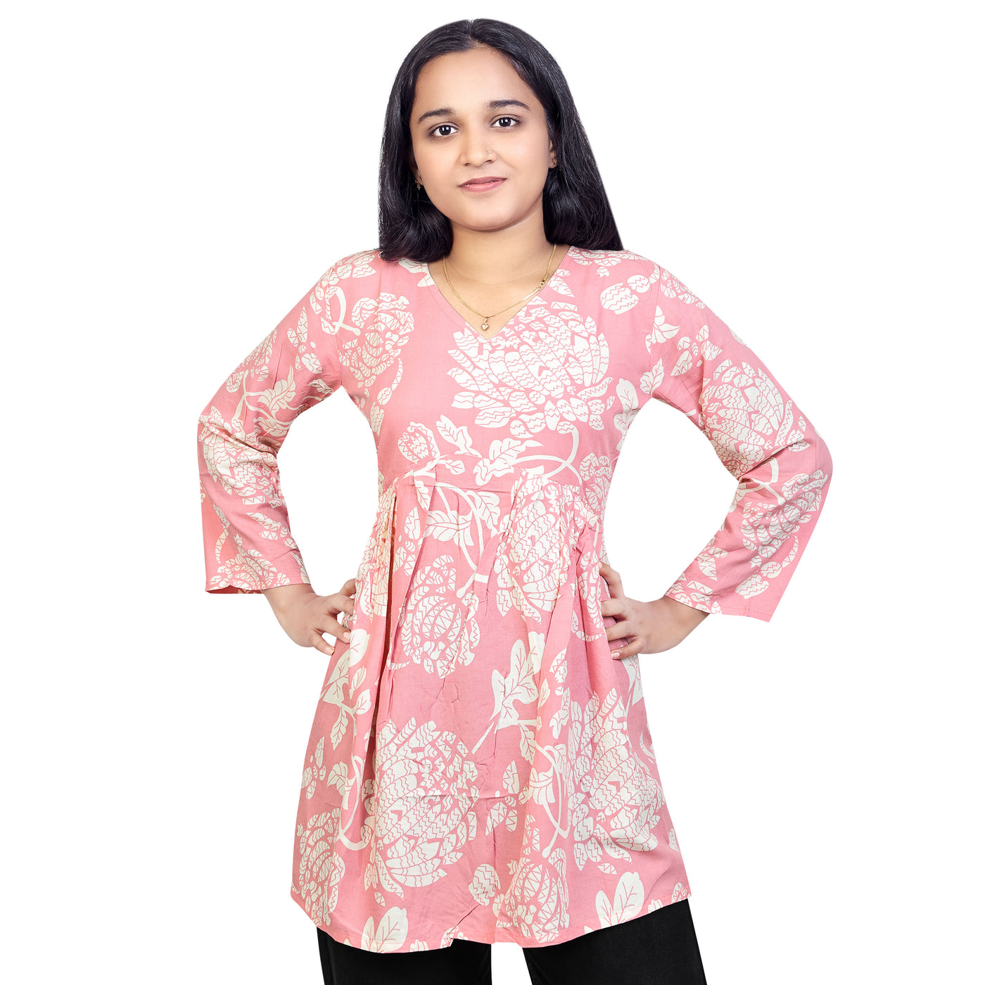 Floral Printed Short Kurti for Women & Girls – Stylish Daily Wear Top