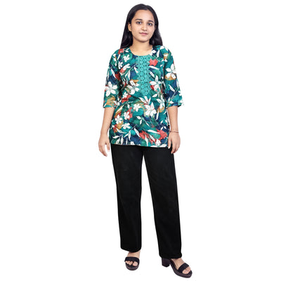 Trendy Floral Printed Short Kurti for Women & Girls – Casual & Ethnic Wear