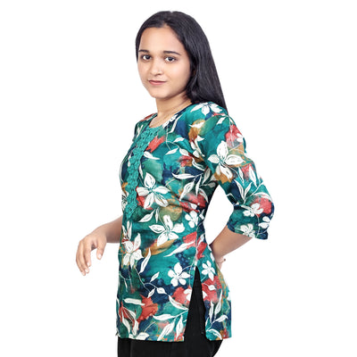 Trendy Floral Printed Short Kurti for Women & Girls – Casual & Ethnic Wear