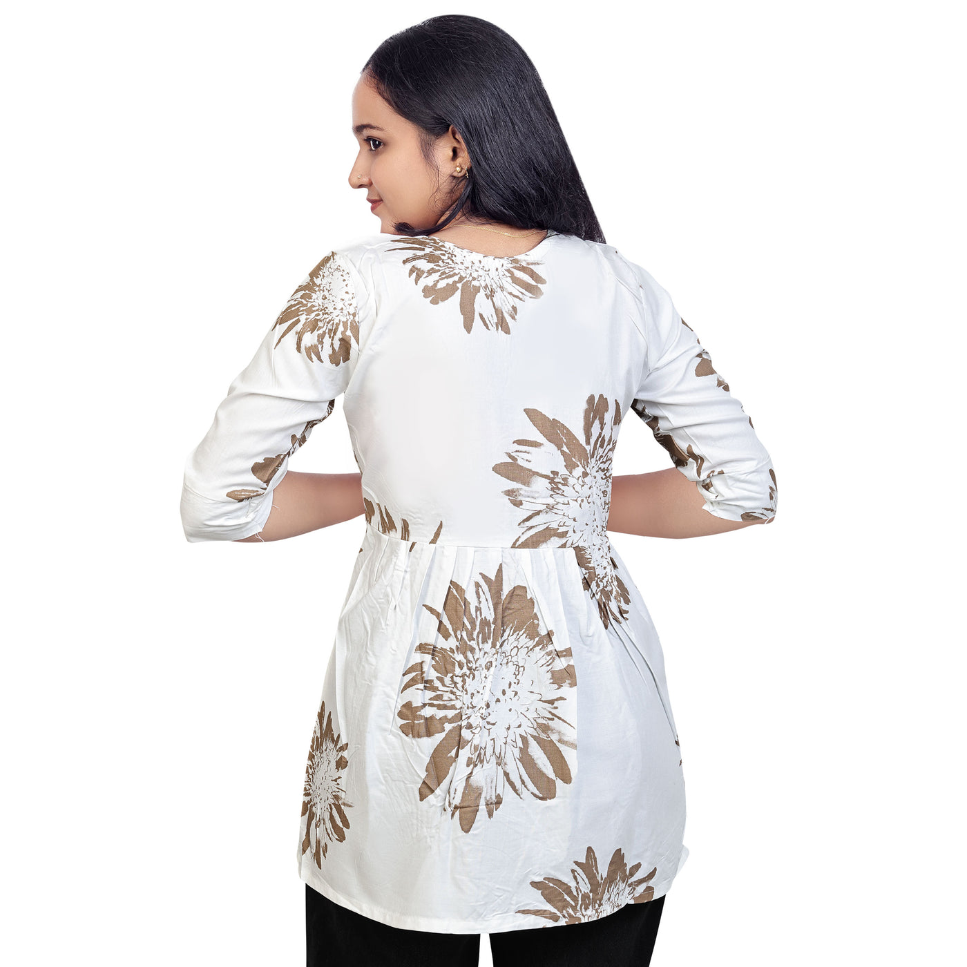 Embroidered Floral Short Kurti for Women & Girls | Elegant Casual Tunic Top
