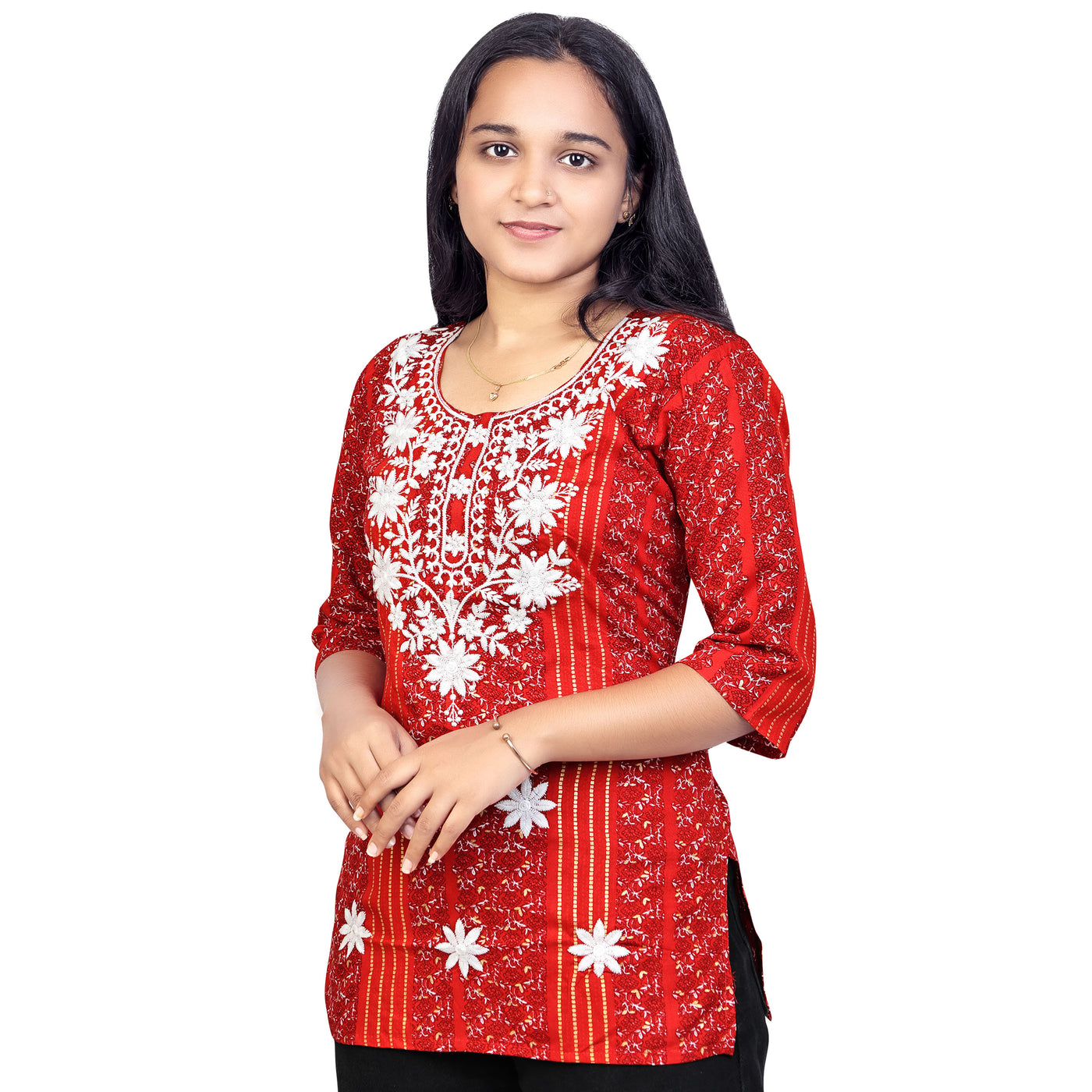 Girls Cotton Embroidred Stylish Floral Design Casual & Festive Wear Top For Girls & ladies