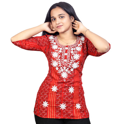 Girls Cotton Embroidred Stylish Floral Design Casual & Festive Wear Top For Girls & ladies