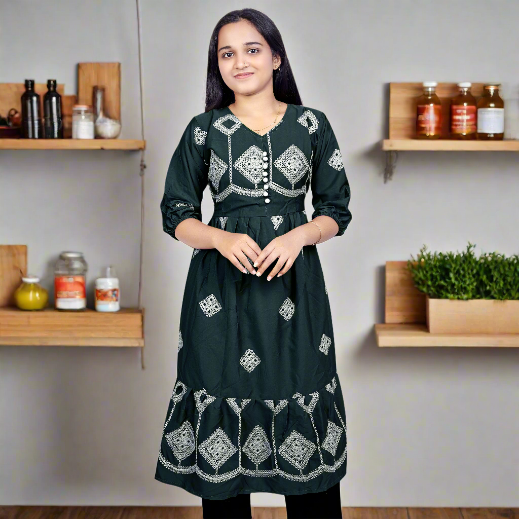 Women’s Brown Printed Cotton Kurti – Ethnic Wear for Casual & Party