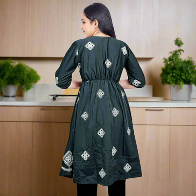 Women’s Brown Printed Cotton Kurti – Ethnic Wear for Casual & Party