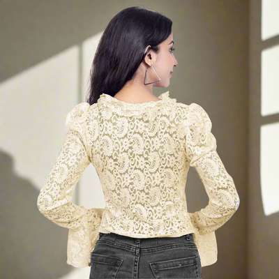 Elegant Lace Ruffle Party Wear Top for Women & Girls