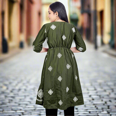 Women’s Brown Printed Cotton Kurti – Ethnic Wear for Casual & Party