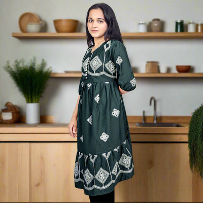 Women’s Brown Printed Cotton Kurti – Ethnic Wear for Casual & Party