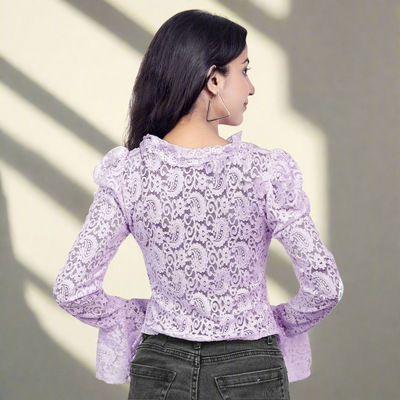 Elegant Lace Ruffle Party Wear Top for Women & Girls