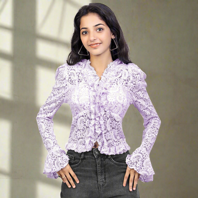 Elegant Lace Ruffle Party Wear Top for Women & Girls