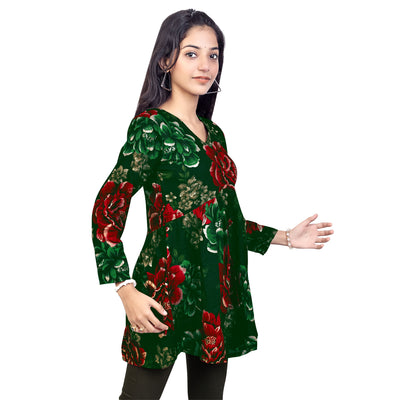 Floral Print Short Kurti for Women & Girls | Stylish Casual Wear Tunic Top