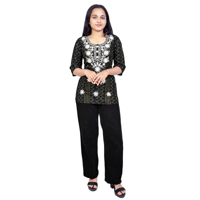 Girls Cotton Embroidred Stylish Floral Design Casual & Festive Wear Top For Girls & ladies