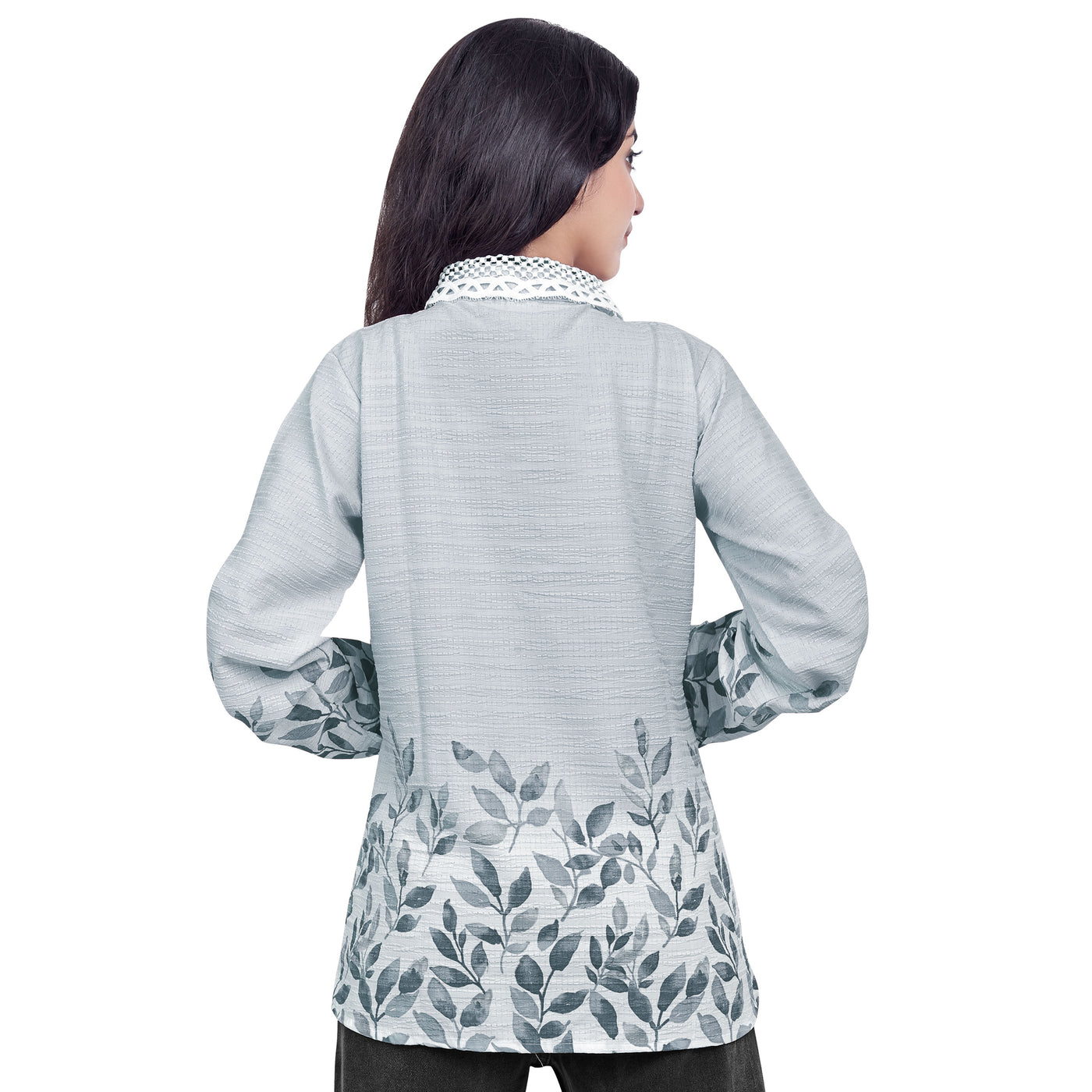 Leaf Print Collared Full Sleeve Casual Shirt for Women & Girls – Stylish Everyday & Office Wear