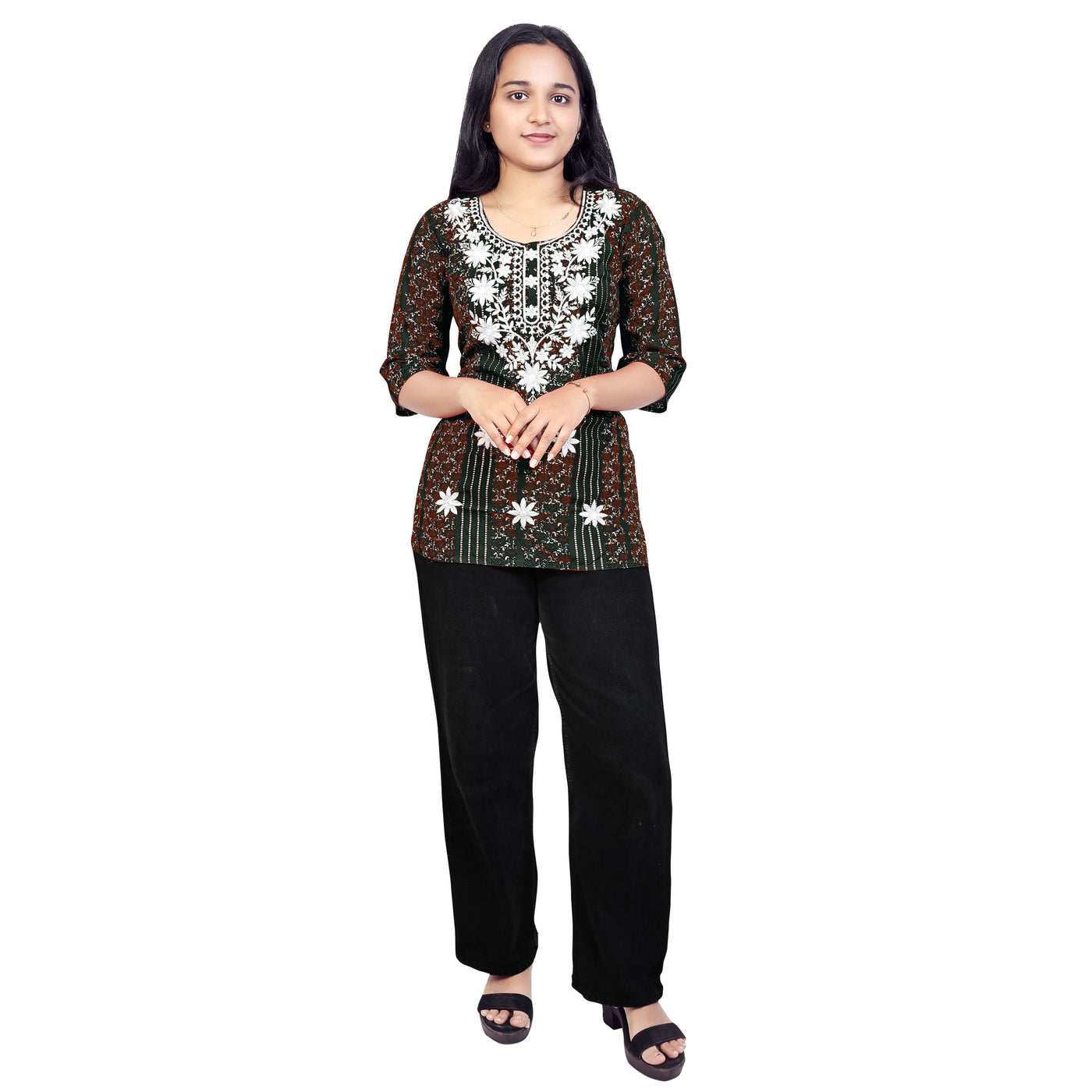 Girls Cotton Embroidred Stylish Floral Design Casual & Festive Wear Top For Girls & ladies