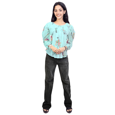 Stylish Floral Print Georgette Short Kurti Top for Girls & Women – Casual & Party Wear