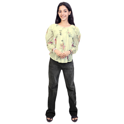Stylish Floral Print Georgette Short Kurti Top for Girls & Women – Casual & Party Wear