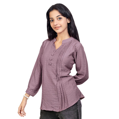 Women’s Cotton Kurti Top – Casual & Office Wear 3/4 Sleeve Pleated Tunic
