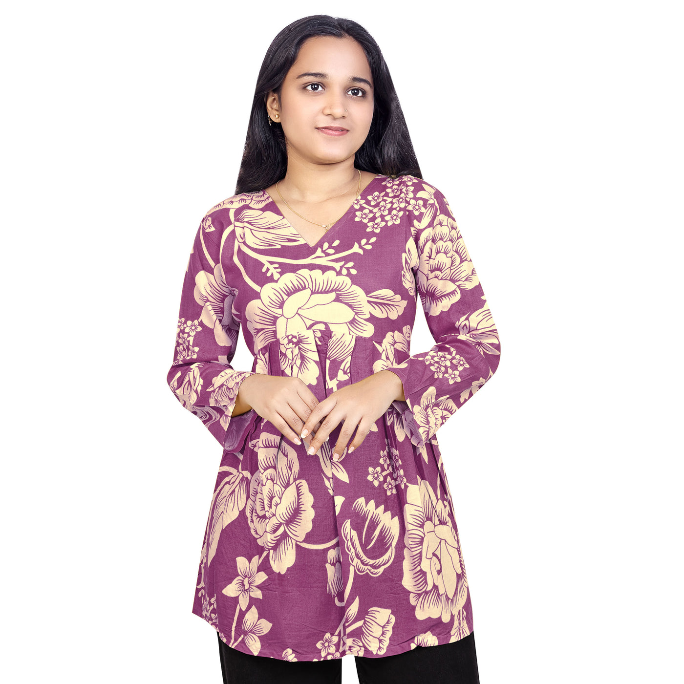 Floral Printed Short Kurti for Women & Girls – Stylish Daily Wear Top