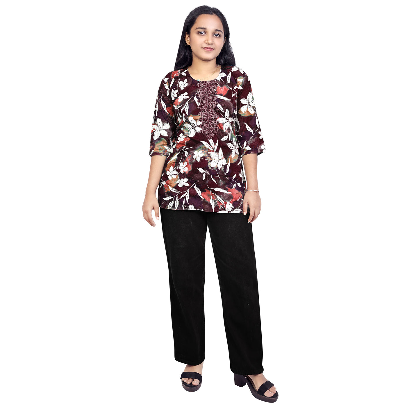 Trendy Floral Printed Short Kurti for Women & Girls – Casual & Ethnic Wear