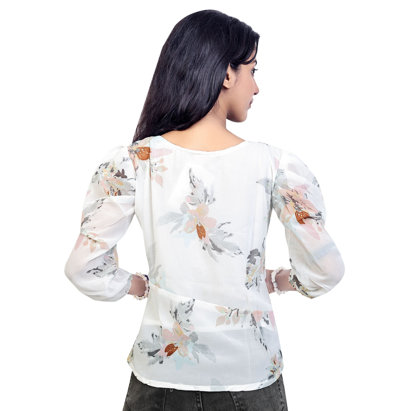 Stylish Floral Print Georgette Short Kurti Top for Girls & Women – Casual & Party Wear