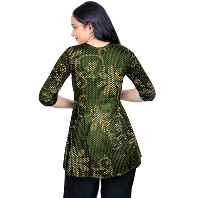 Angry Girls Navy Blue Printed Rayon V-Neck Short Kurti for girl's & woman