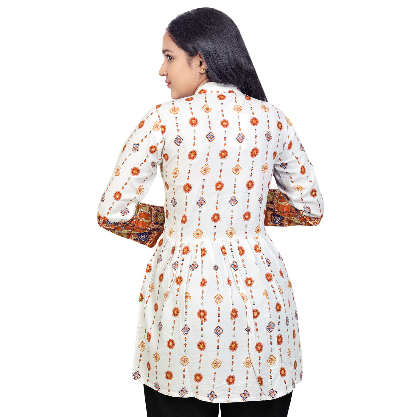 Elegant White & Red Printed Short Kurti for Women | Designer Ethnic & Casual Wear Top