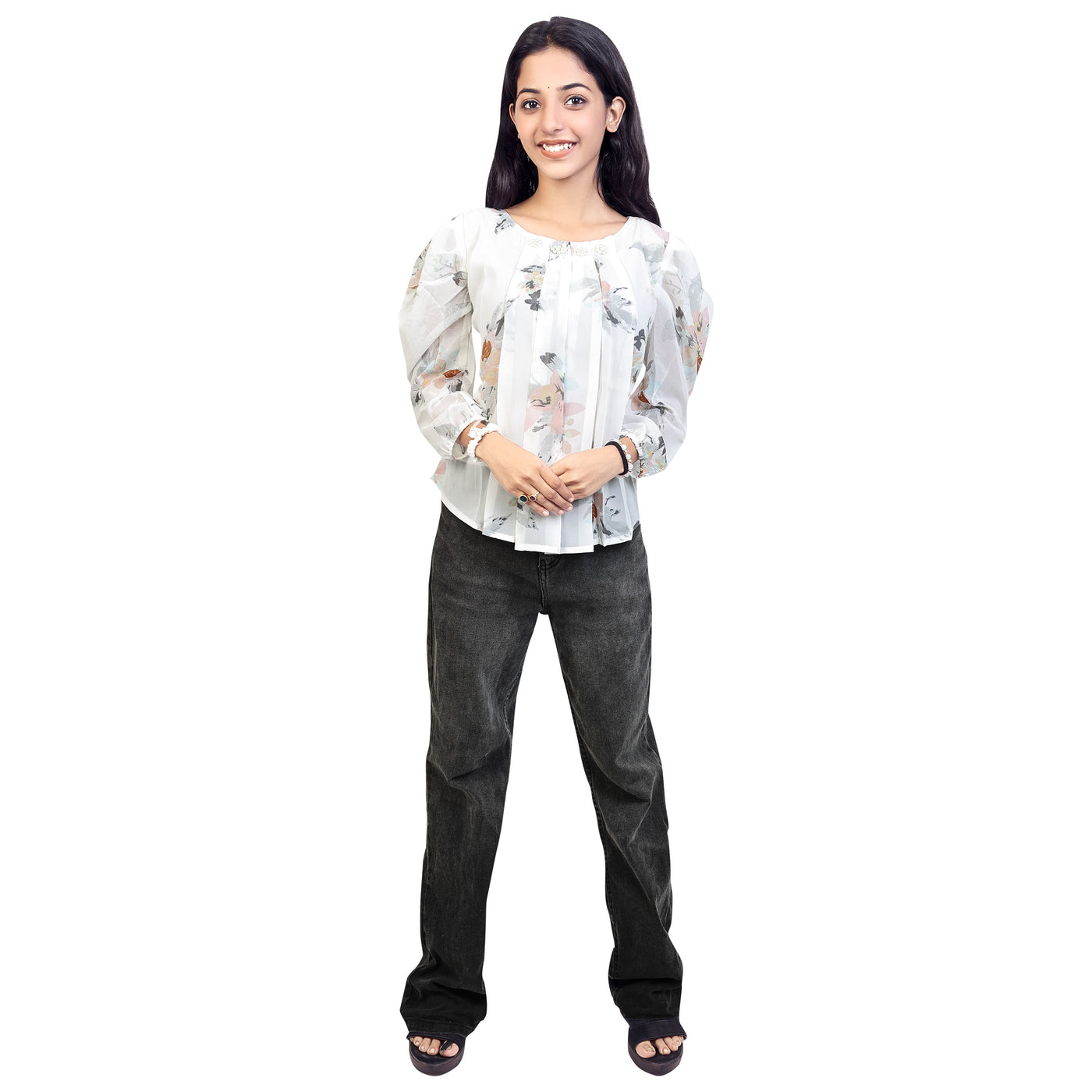 Stylish Floral Print Georgette Short Kurti Top for Girls & Women – Casual & Party Wear