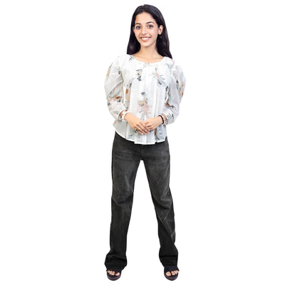 Stylish Floral Print Georgette Short Kurti Top for Girls & Women – Casual & Party Wear