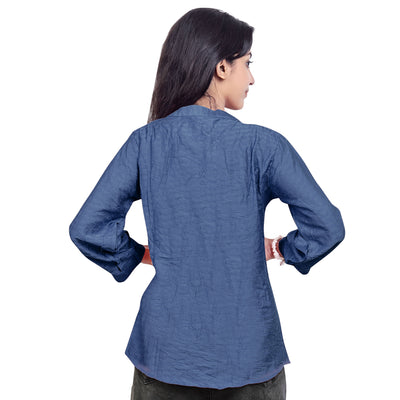 Women’s Cotton Kurti Top – Casual & Office Wear 3/4 Sleeve Pleated Tunic