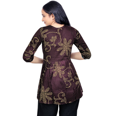 Angry Girls Navy Blue Printed Rayon V-Neck Short Kurti for girl's & woman