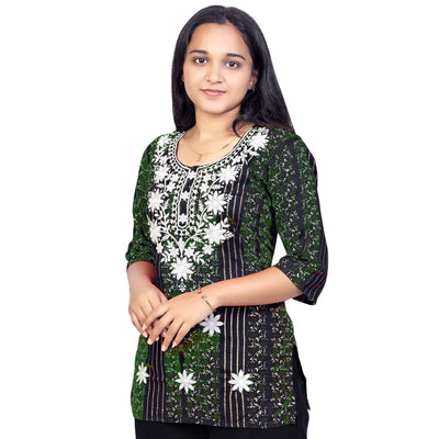 Girls Cotton Embroidred Stylish Floral Design Casual & Festive Wear Top For Girls & ladies