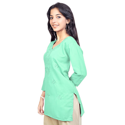 Trendy Red Embroidered Rayon Short Kurti for Women | Stylish Party & Casual Wear Top