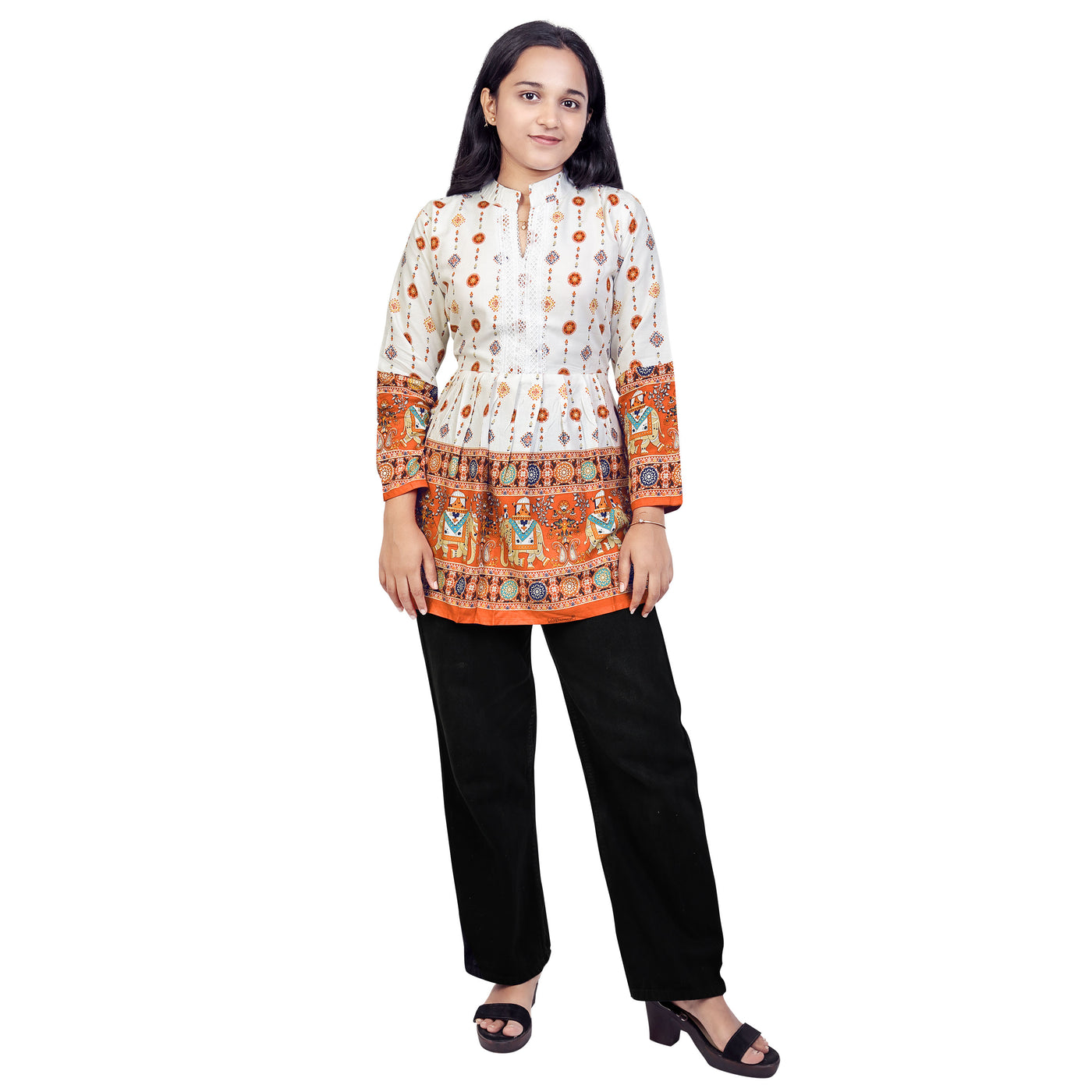 Elegant White & Red Printed Short Kurti for Women | Designer Ethnic & Casual Wear Top