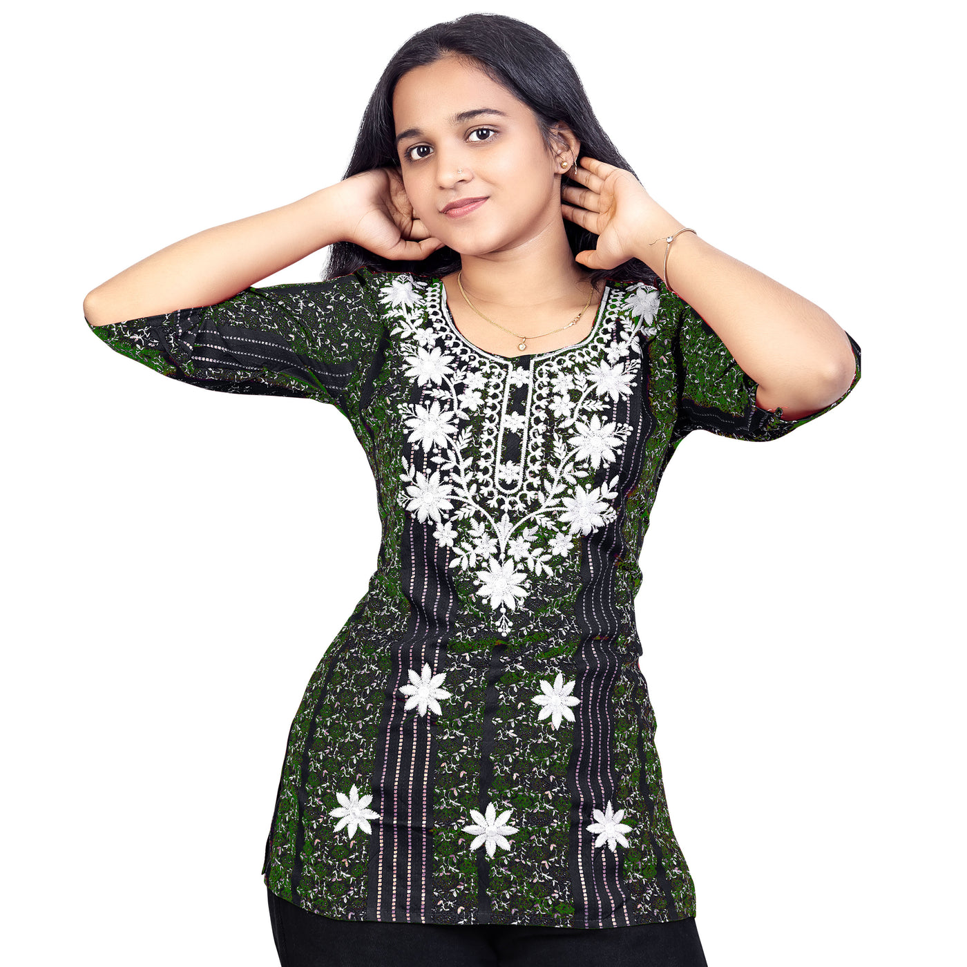 Girls Cotton Embroidred Stylish Floral Design Casual & Festive Wear Top For Girls & ladies