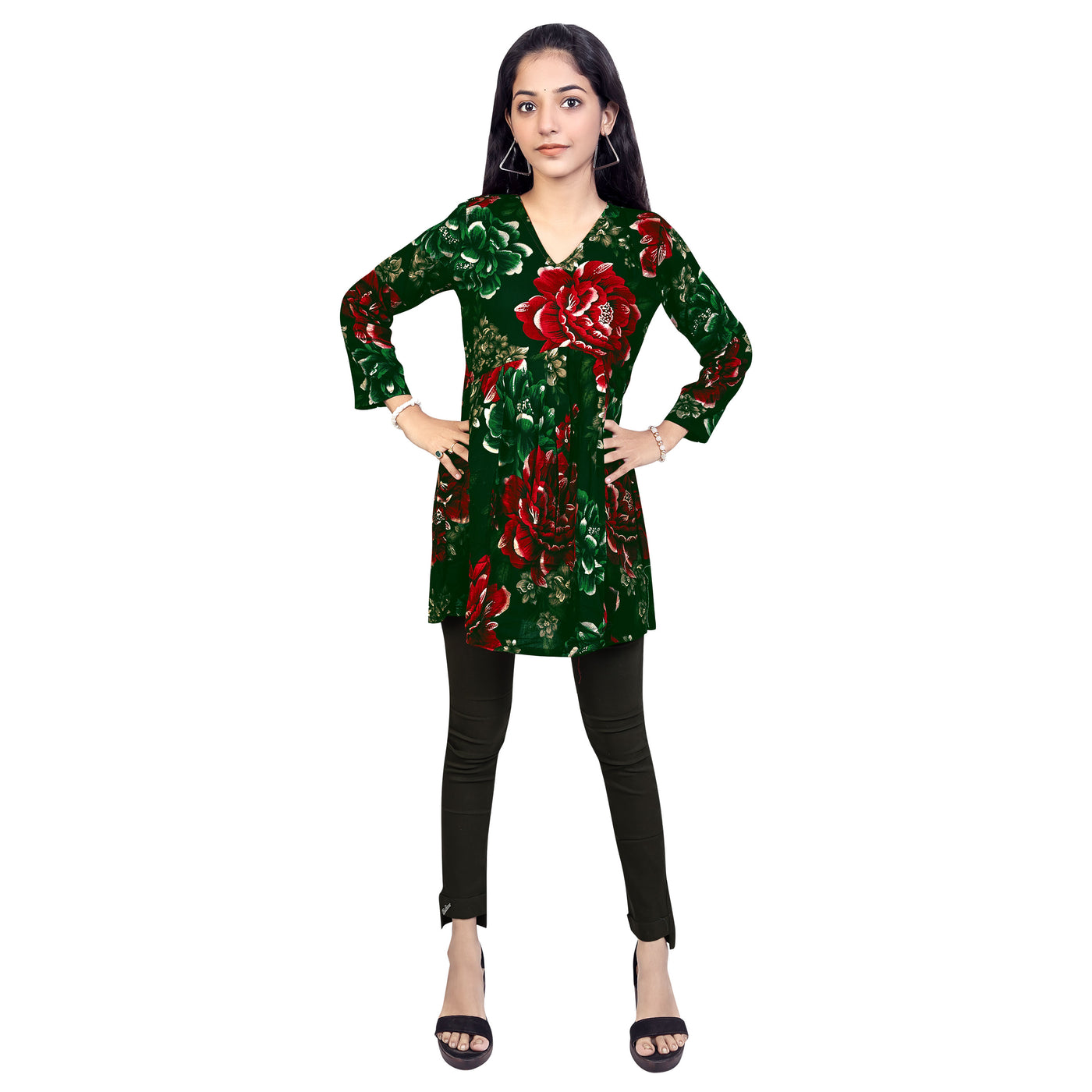 Floral Print Short Kurti for Women & Girls | Stylish Casual Wear Tunic Top
