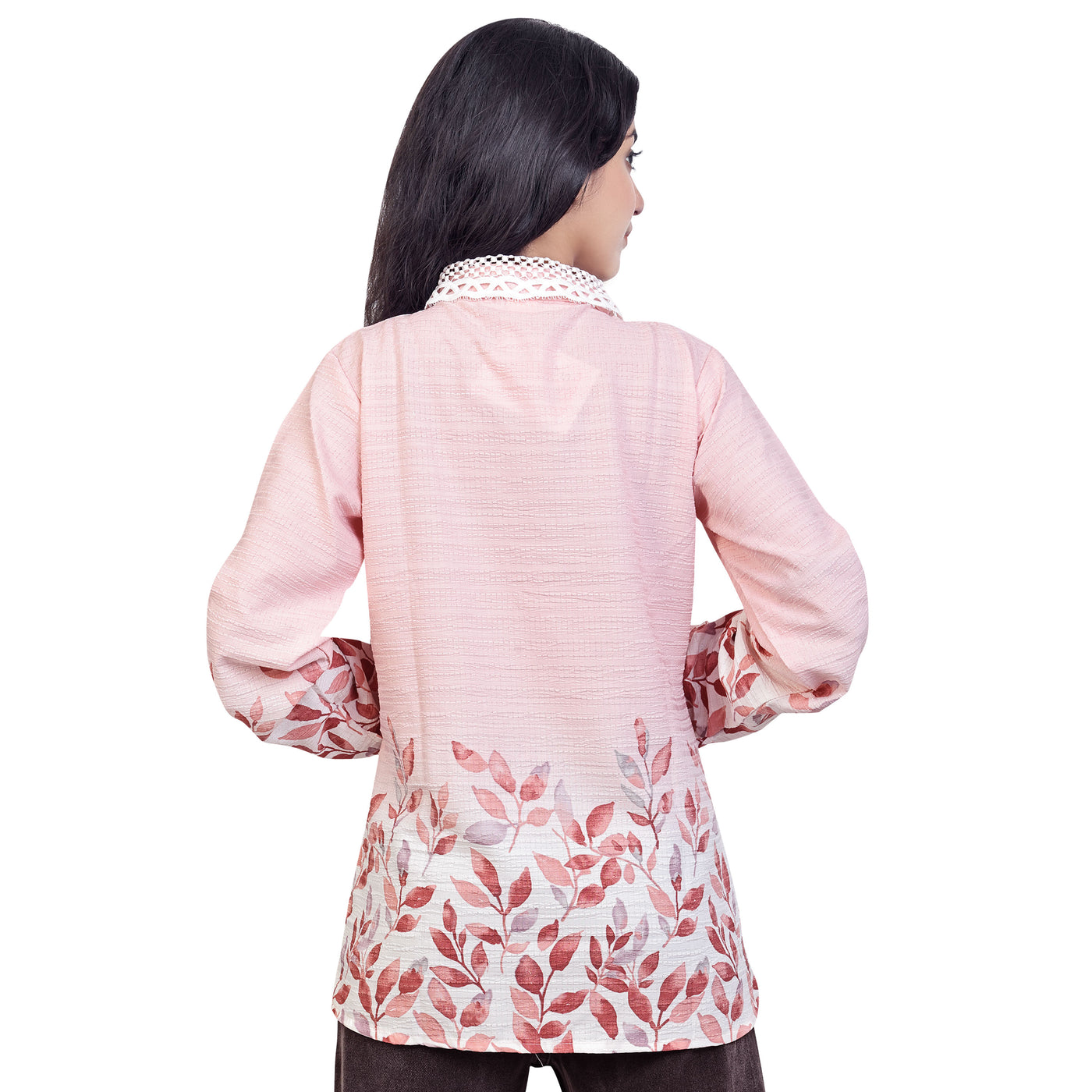 Leaf Print Collared Full Sleeve Casual Shirt for Women & Girls – Stylish Everyday & Office Wear