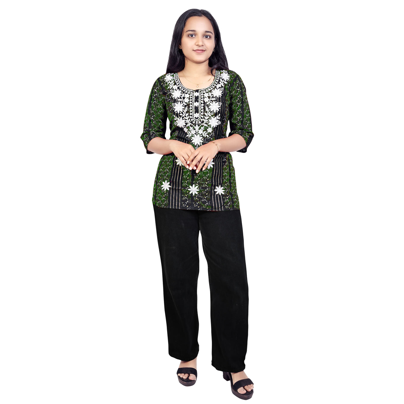 Girls Cotton Embroidred Stylish Floral Design Casual & Festive Wear Top For Girls & ladies