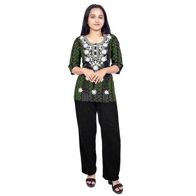 Girls Cotton Embroidred Stylish Floral Design Casual & Festive Wear Top For Girls & ladies