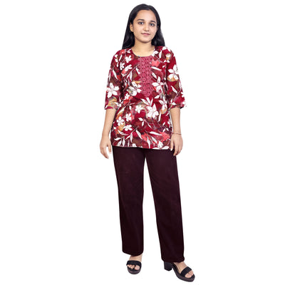 Trendy Floral Printed Short Kurti for Women & Girls – Casual & Ethnic Wear