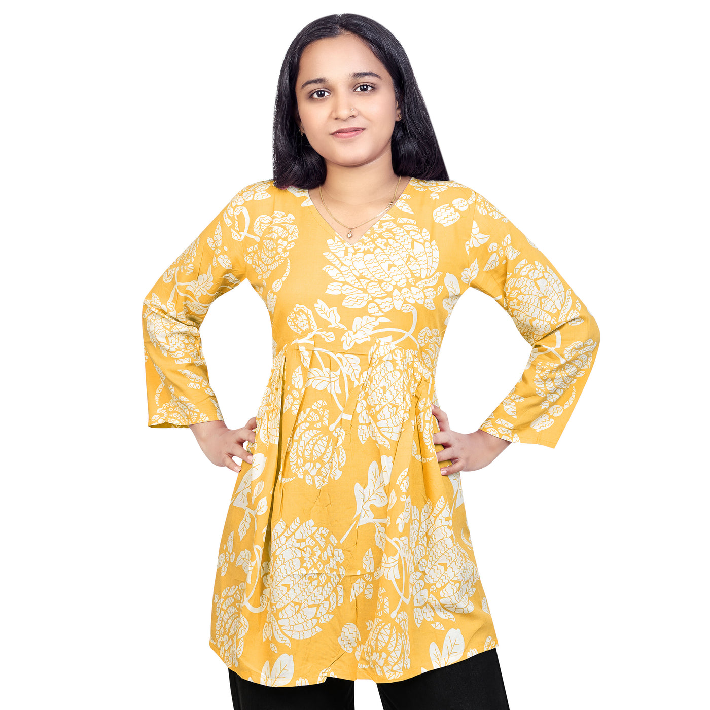 Floral Printed Short Kurti for Women & Girls – Stylish Daily Wear Top