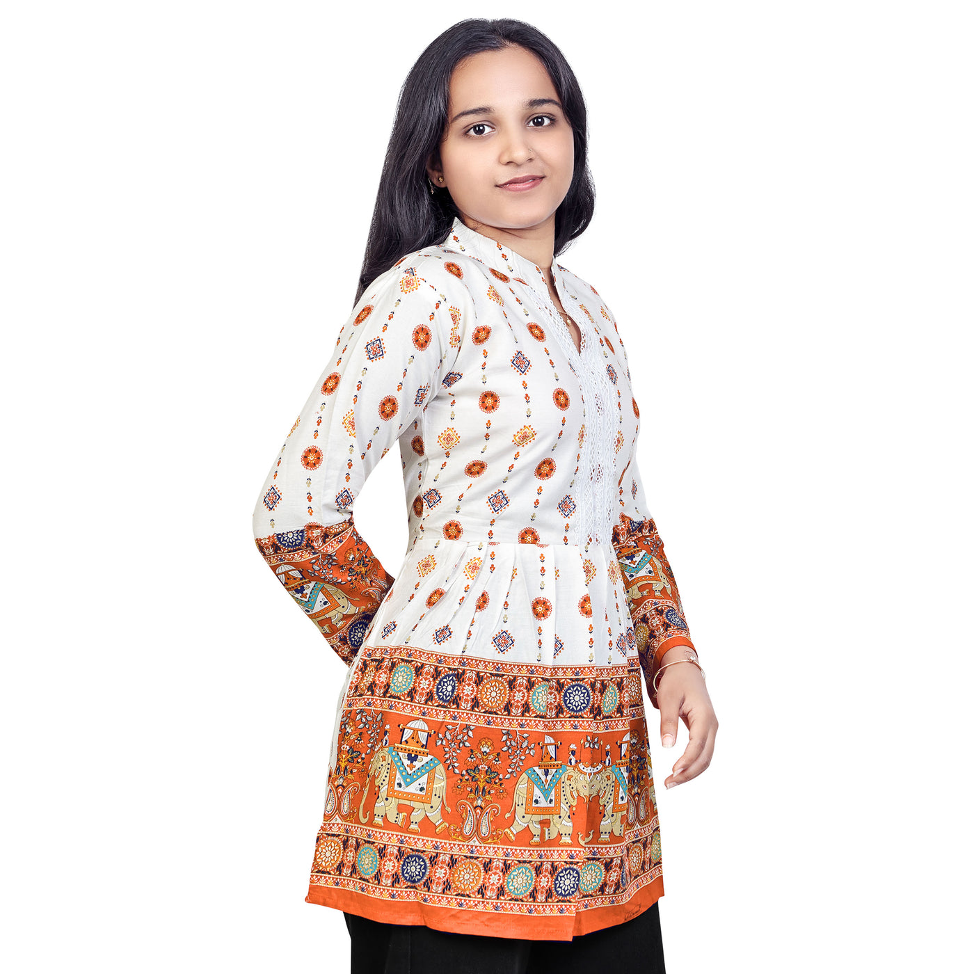 Elegant White & Red Printed Short Kurti for Women | Designer Ethnic & Casual Wear Top