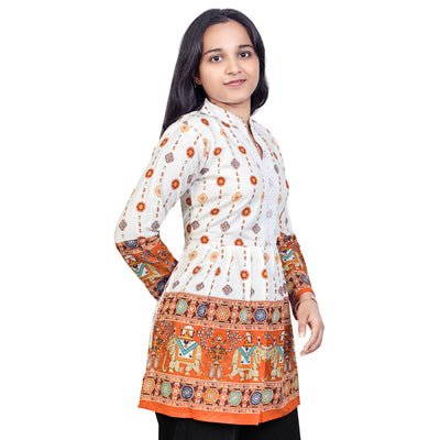Elegant White & Red Printed Short Kurti for Women | Designer Ethnic & Casual Wear Top