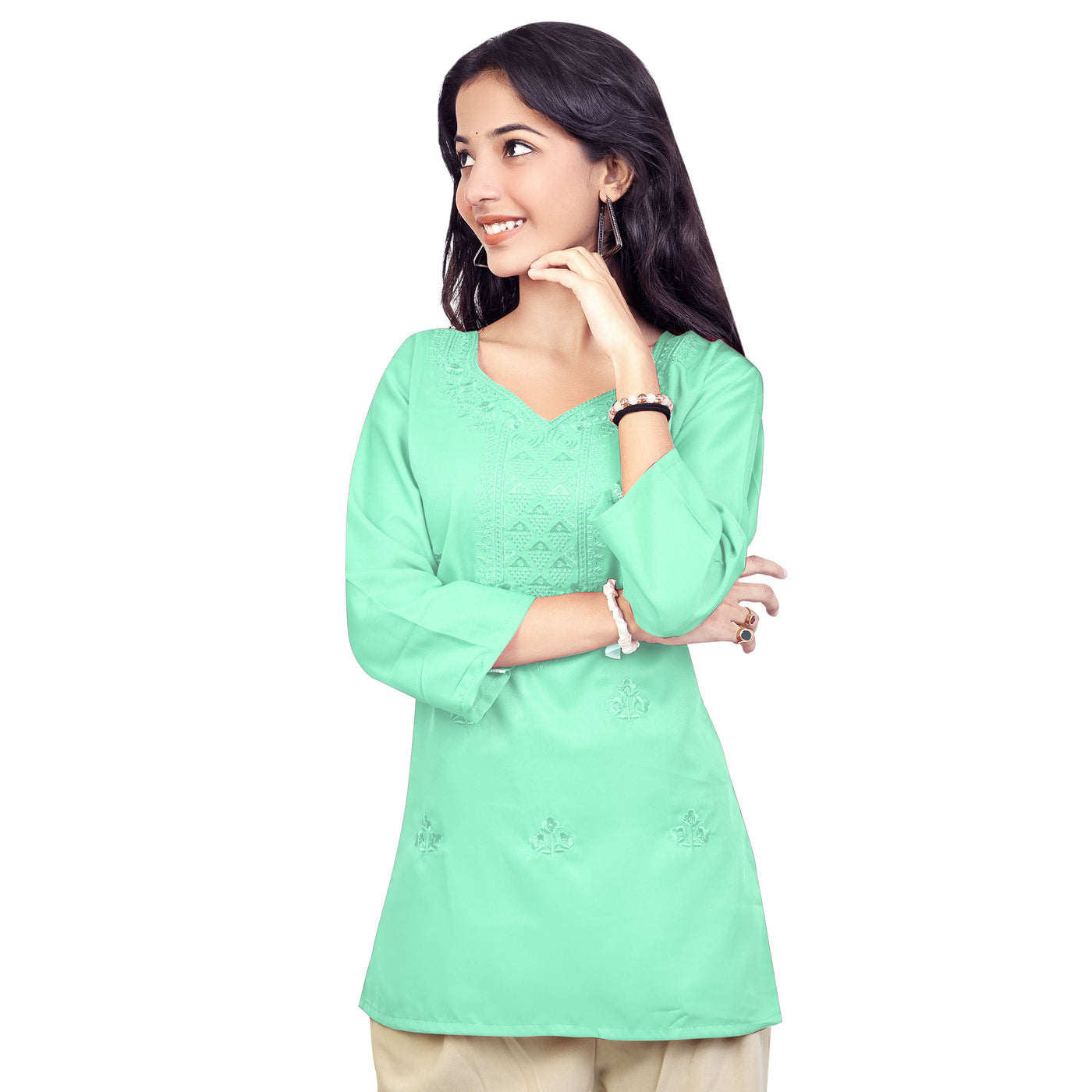 Trendy Red Embroidered Rayon Short Kurti for Women | Stylish Party & Casual Wear Top