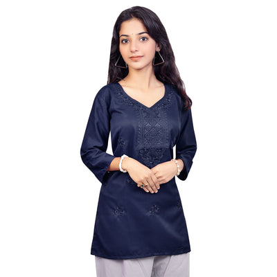 Trendy Red Embroidered Rayon Short Kurti for Women | Stylish Party & Casual Wear Top