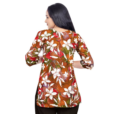 Trendy Floral Printed Short Kurti for Women & Girls – Casual & Ethnic Wear