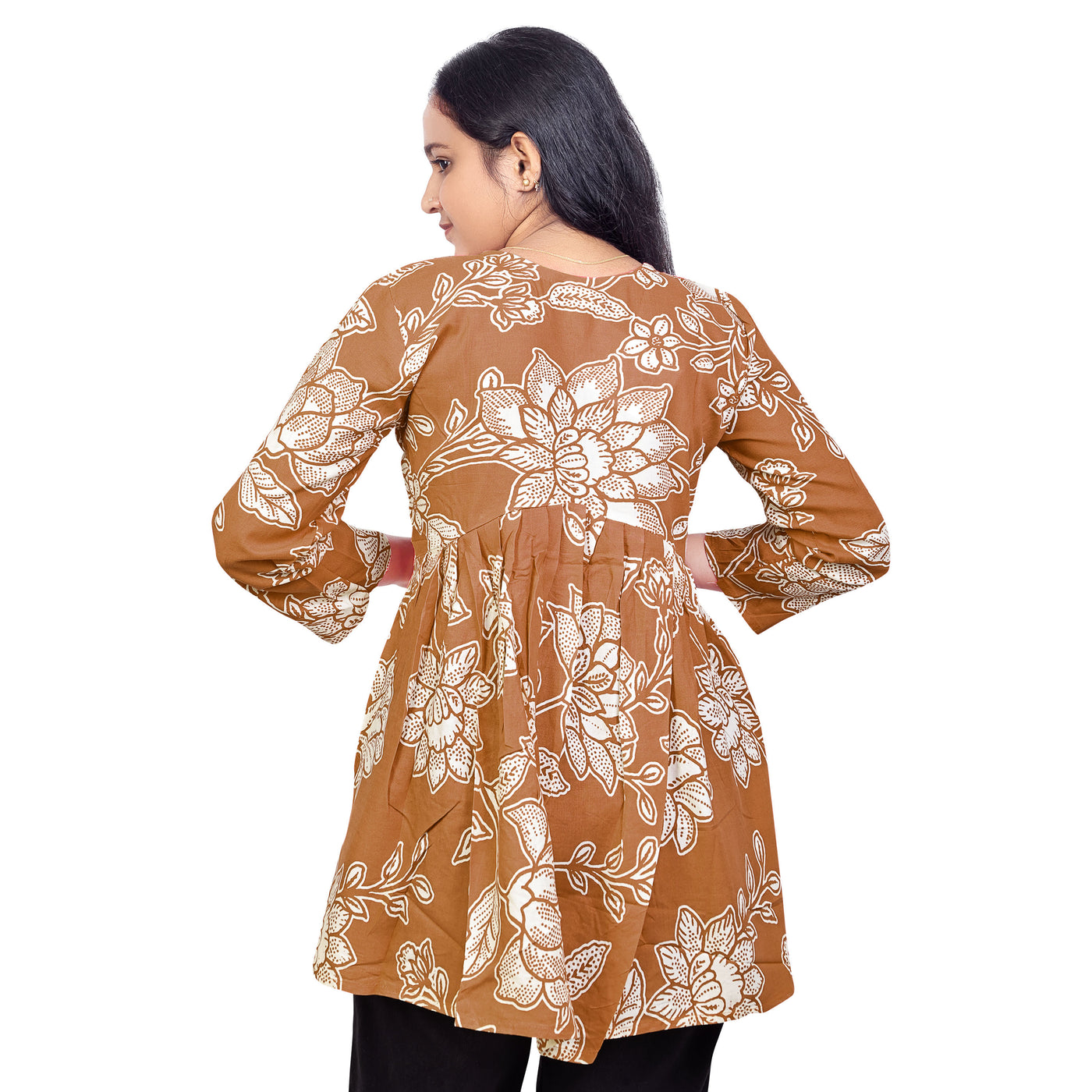 Women & Girls Short Kurti – Stylish Floral Print Cotton Tunic for Casual & Office Wear