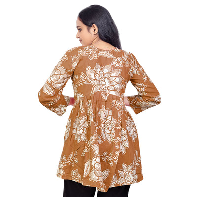 Women & Girls Short Kurti – Stylish Floral Print Cotton Tunic for Casual & Office Wear