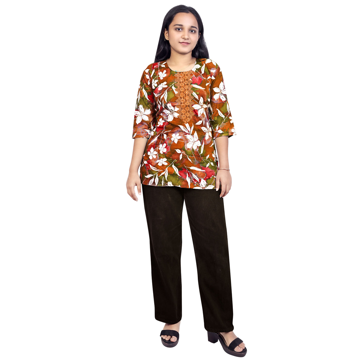 Trendy Floral Printed Short Kurti for Women & Girls – Casual & Ethnic Wear