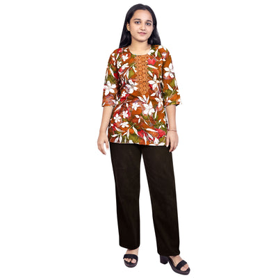 Trendy Floral Printed Short Kurti for Women & Girls – Casual & Ethnic Wear